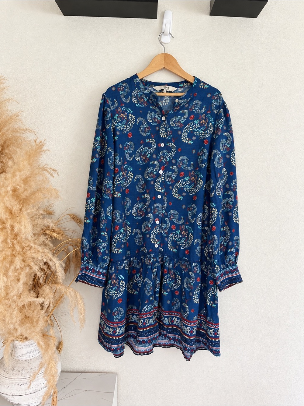Label Ritu Kumar Blue Paisley Printed Boho Dress M